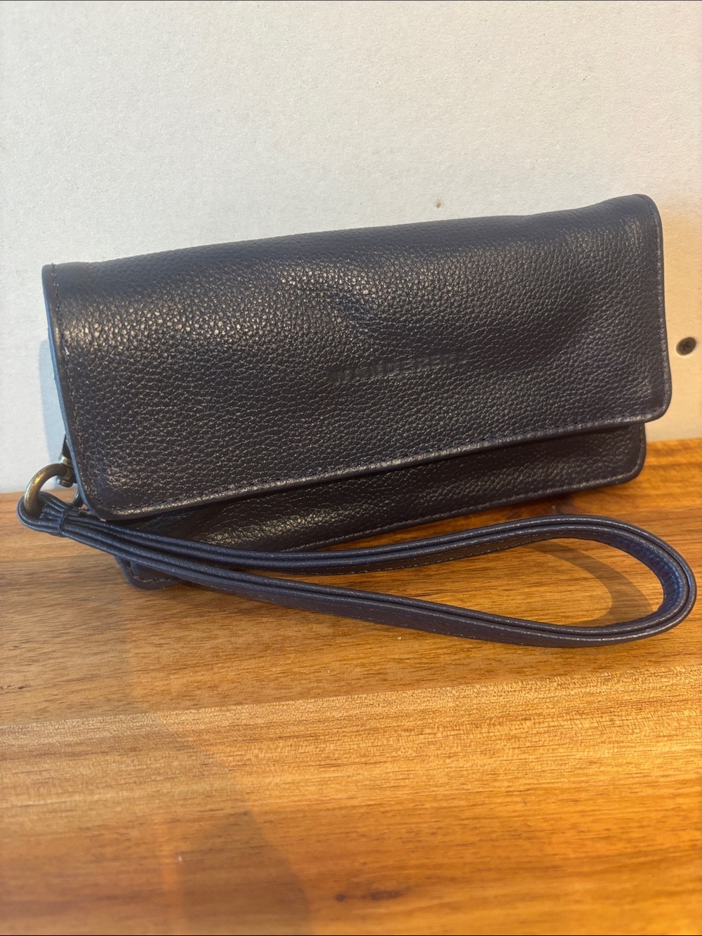 The Wanderers Leather Wristlet Clutch - Dark Blur